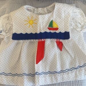 Vintage Polka Dot Sailboat Baby Dress